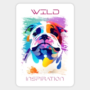 English Bulldog Dog Wild Nature Animal Colors Art Painting Sticker